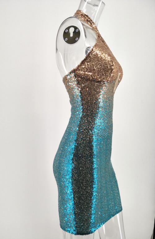 SZ60247 Sequined Sleeveless Nightclub Evening Cocktail Dress